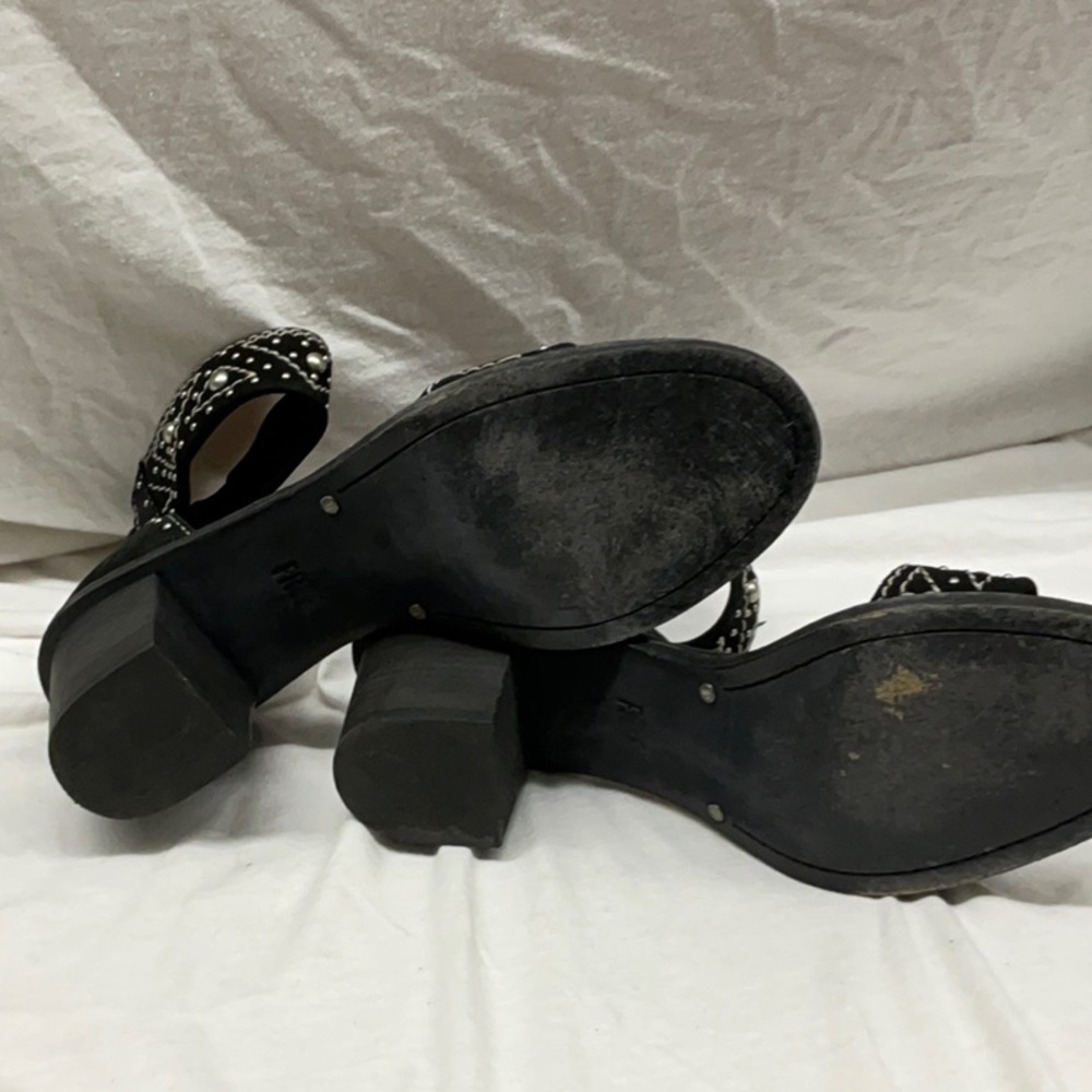 Frye Black Heeled Sandals with Crystal Embellishments - Picture 9 of 10
